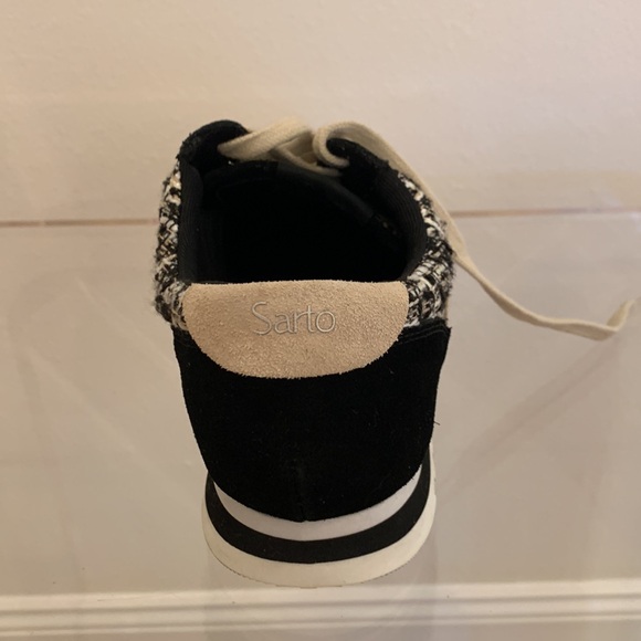 Franco Sarto Black Suede and Cream Patterned Sneakers - Picture 3 of 8
